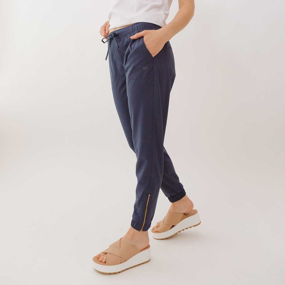 Albion Jetsetter Destination Jogger Pant Indigo Blue Ankle Zip XS